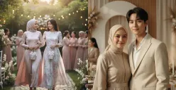 Ilustrasi foto kondangan bareng idol K-Pop yang dibuat melalui Gemini AI. (Sumber: Poskota/Gemini AI)