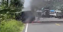 Mobil pengisi ATM Bank BUMN terbakar (Sumber: TikTok/@duniapunyacerita_)