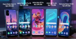 Deretan HP terbaik di bawah Rp2,5 juta dengan layar jernih, performa kencang, dan baterai besar—pilihan tepat untuk aktivitas harian hingga gaming. (Sumber: Gemini AI)