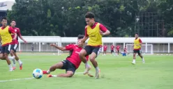 Potret pemain Timnas Indonesia U23 saat melakukan latihan persiapan melawan Mali. (Sumber: PSSI)