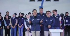 Wakil Walikota Cimahi, Adhitiya Yudisthira, memberikan sambutan dalam legiatan Happy Plus di Gor Sangkuriang Cimahi. (Sumber: Poskota/Gatot Poedji Utomo)