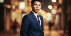 Hasil edit prompt Gemini AI foto cowok keren pakai jas. (Sumber: Freepik/jcomp)