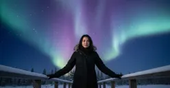 Hasil edit foto tema Aurora yang dibuat pakai prompt Gemini AI. (Sumber: Gemini AI)