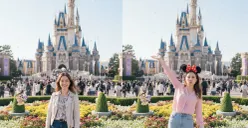 Hasil foto AI bertema liburan di Disneyland dengan latar Cinderella Castle, dibuat menggunakan prompt detail pada Gemini AI. (Sumber: Dok/Gemini AI)