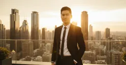 Hasil prompt Gemini AI cowok keren pakai jas ala CEO. (Sumber: Freepik/cookie_studio)