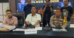 Polres Bogor menggelar jumpa pers pembunuhan wanita di Kampung Cipari, Desa Cisarua, Kecamatan Cisarua, Kabupaten Bogor. (Sumber: Dok. Istimewa)