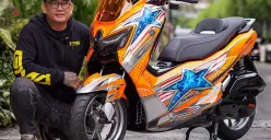 Modifikator asal Nakano Garage, Rifky Hidayat menghadirkan tampilan NMAX TURBO dengan konsep supersport. (Sumber: Dok Yamaha)