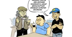 Ilustrasi obrolan warteg yang menyinggung pentingnya peran negara dalam membantu masyarakat beradaptasi menghadapi kondisi ekonomi yang berubah. (Sumber: Poskota/Arif Setiadi)