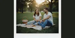 Contoh prompt Gemini AI foto polaroid piknik di taman. (Sumber: Istimewa)