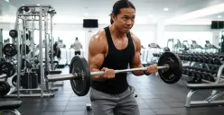 Contoh prompt Gemini AI foto sendirian cowok di gym. (Sumber: Istimewa)