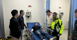 Anggota Polri yang dibacok gengster di Jalan Arzimar, Kecamatan Bogor Utara, Kota Bogor, dibawa ke RS PMI. (Sumber: Polsek Bogor Utara)