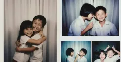 Tren TikTok foto masa kecil pasangan bergaya polaroid. (Sumber: TikTok)