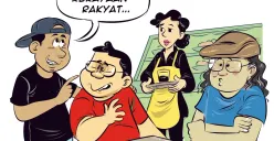Ilustrasi obrolan di warteg, Bung Heri, Mas Bro, dan Bang Yudi membahas soal tambang ilegal dan peringatan agar tak mencuri kekayaan rakyat. (Sumber: Poskota/Arif Setiadi)