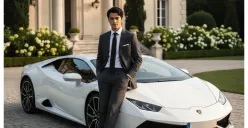 Hasil edit foto prompt Gemini AI viral cowok keren dengan mobil Lamborghini ala old money. (Sumber: Freepik)