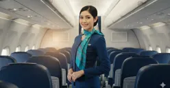 Hasil edit prompt Gemini AI terbaru foto sendiri menjadi pramugari Garuda Indonesia. (Sumber: Freepik/tirachardz)