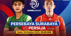 Link live streaming Persebaya vs Persija Jakarta di pekan kesembilan Super League 2025/2026. (Sumber: Vidio)