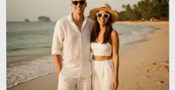 Hasil edit prompt Gemini AI foto pasangan polaroid dengan OOTD kemabaran ala selebriti. (Sumber: Freepik/pressfoto)