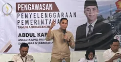 PENGAWASAN: Anggota Komisi IV DPRD Provinsi Jawa Barat, Abdul Karim, sat menyampaikan paparan dalam kegiatan Pengawasan Penyelenggaraan Pemerintahan di Desa Songgom, Kecamatan Gekbrong, Kabupaten Cianjur. (Sumber: Istimewa)
