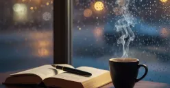 Foto still life buku dan kopi dengan Gemini AI (Sumber: Gemini AI)