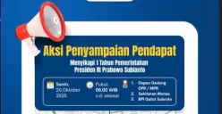 Info pengalihan arus lalu lintas pada Senin, 20 Oktober 2025 sehubungan dengan adanya aksi penyampaian pendapat (Sumber: Instagram @tmcpoldametrojaya)