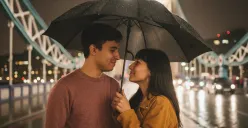 Hasil edit prompt Gemini AI foto pasangan ala prewedding di London Bridge dengan prompt Gemini AI. (Sumber: Freepik)