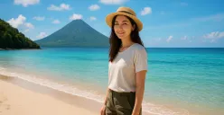 Contoh prompt untuk edit foto sedang liburan di Banda Neira (Sumber: AI)