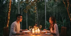 Hasil edit prompt Gemini AI viral foto pasangan jadi lebih romantis di Ubud Bali. (Sumber: Freepik/pressfoto)