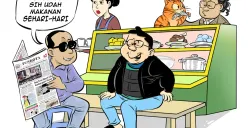 Ilustrasi Obrolan Warteg – Tiga sahabat berbincang santai menanggapi isu dugaan jual beli jabatan di Bekasi yang disorot Menkeu, sambil menegaskan pentingnya integritas dan transparansi di pemerintahan daerah. (Sumber: Poskota/Arif Setiadi)