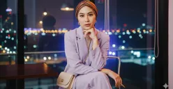 Hasil prompt Gemini AI edit foto wanita hijab look ala fashin blogger. (Sumber: Freepik)
