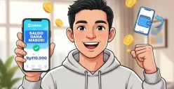 Ilustrasi mendapatkan saldo DANA gratis dari aplikasi penghasil uang. (Sumber: Poskota/Gemini AI)