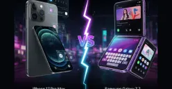iPhone 17 Pro Max vs Samsung Galaxy Z Flip 7 (Sumber: Gemini AI)