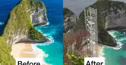 Ikon Bali terancam! Sorotan kontroversi lift kaca Kelingking: dari investor China, izin yang dipertanyakan, hingga ancaman kerusakan alam permanen. Apakah keindahan Nusa Penida akan hilang? (Sumber: X@pendakilawas)