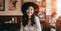 Hasil edit  prompt Gemini AI viral foto wanita dengan gaya Old Money Look di cafe vintage. (Sumber: Freepik/lookstudio)