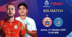 Jadwal Persija Jakarta vs PSBS Biak pada pekan 11 BRI Super League 2025/2026 (Sumber: Vidio.com)