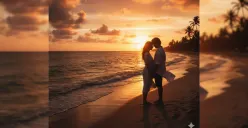 Kumpulan prompt Gemini AI untuk menciptakan momen romantis berdua di saat senja dengan aura hangat dan natural. (Sumber: Poskota/Gemini AI)