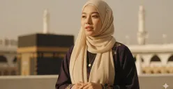 Hasil edit prompt Gemini AI viral wanita hijab di Mekah ala Arabian. (Sumber: Freepik/tirachardz)