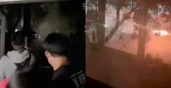 Potret penyerangan aparat ke kampus Unisba dan Unpas di Bandung. (Sumber: X)