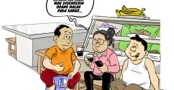 Ilustrasi - Obrolan santai di warteg menyoroti pentingnya pejabat dan wakil rakyat untuk peka terhadap aspirasi, bukan justru menghindar atau 'kabur' saat rakyat ingin bersuara. (Sumber: Poskota/Arif Setiadi)