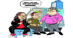 Ilustrasi Obrolan Warteg: Tiga sahabat berdiskusi soal aksi demonstrasi, dari demo murni hingga dianggap sekadar panggung sandiwara. (Sumber: Poskota/Arif Setiadi)