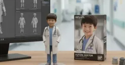 Tren foto AI miniatur motor yang viral di TikTok, tampilan seperti action figure modern.