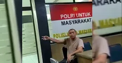 Seorang oknum anggota Polsek Cikarang Utara viral usai terekam menolak laporan warga yang hendak menyerahkan pelaku maling motor. (Sumber: Dokumentasi istimewa)