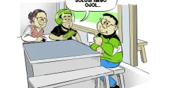 Ilustrasi obrolan warteg, pengemudi ojol berharap ada solusi atas pemotongan tarif dan argo yang dianggap memberatkan. (Sumber: Poskota/Arif Setiadi)