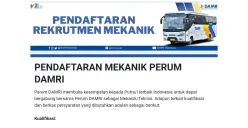 Lowongan kerja mekanik DAMRI 2025. (Sumber: Istimewa)