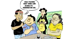 Ilustrasi obrolan warteg tentang usulan UU Anti-Flexing. Warga menilai pamer kemewahan saat banyak orang kesulitan hidup dianggap kebangetan dan bisa memicu kecemburuan sosial. (Sumber: Poskota/Arif Setiadi)