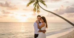 Hasil edit foto prewedding dengan pasangan pakai Gemini AI. (Sumber: Gemini AI)
