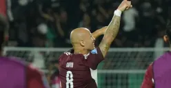 Selebrasi pemain PSM Makassar, Savio Roberto saat mencetak gol ke gawang Persija Jakarta. (Sumber: Instagram/PSM Makassar)