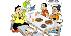 Suasana akrab di sebuah warteg menjadi saksi perbincangan hangat antara Bung Heri, mas Bro, dan Yudi. Dalam diskusi tersebut, mereka menekankan pentingnya untuk tidak ikut-ikutan menghujat di era digital. (Sumber: Poskota/Arif Setiadi)