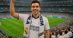 Prompt Gemini AI edit foto sedang berada di stadion klub besar (Sumber: AI)