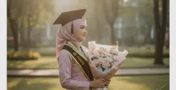 Foto wisuda estetik mirip polaroid yang dibuat menggunakan prompt Gemini AI. (Sumber: Gemini AI)