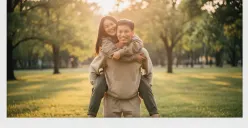 Hasil edit prompt Gemini AI foto polaroid pasangan sambil berpelukan. (Sumber: Freepik)